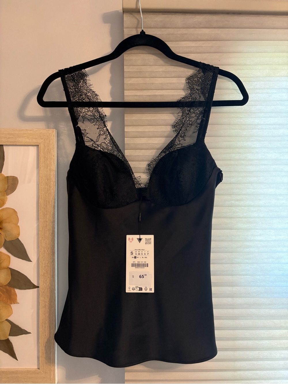 Black Lace-Trim Camisole Tank Top